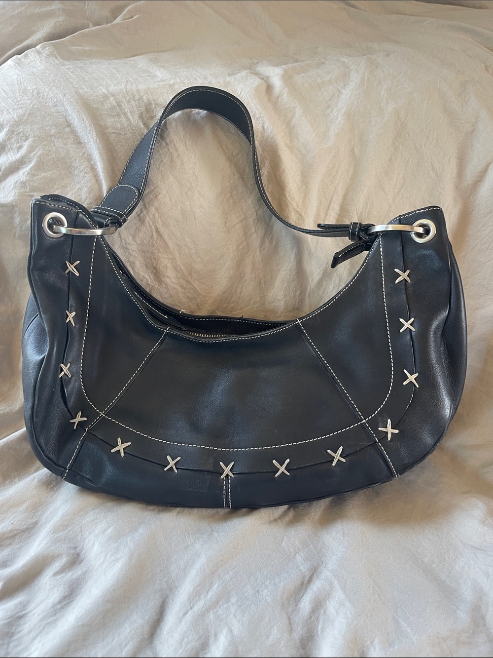 Bob Timberlake black leather hobo bag in new condition